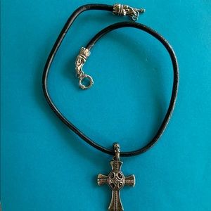 Leather Cross Necklass
